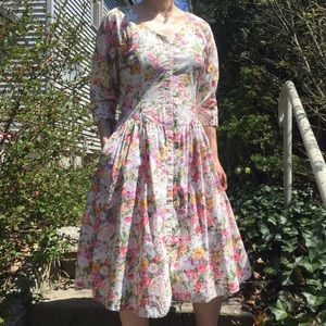 Vintage Floral Cotton Dress